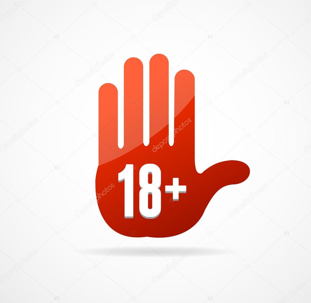 Vector Round Icon of 18 sign like hand