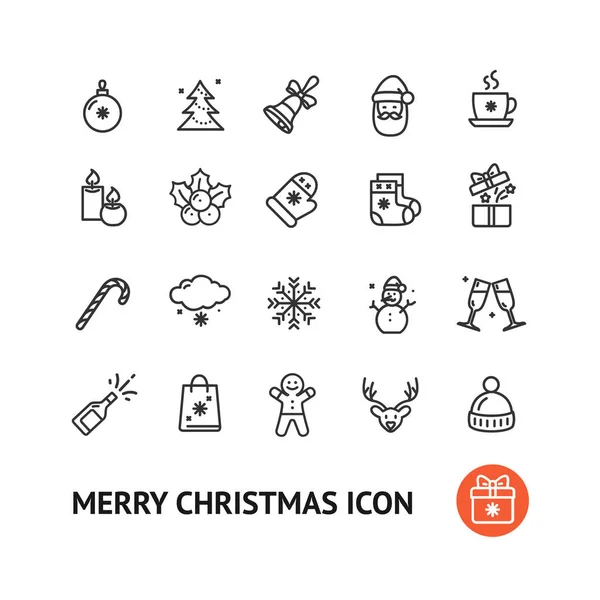 Sinal de Natal Black Thin Line Icon Set. Vetor — Vetor de Stock