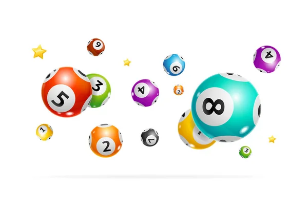 Realistisch Gedetailleerde 3D Vallende Lotto Ball Achtergrond. Vector — Stockvector