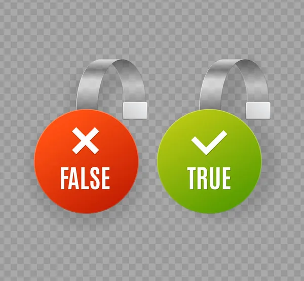 Realista detallado 3d True and False Labels Wobblers Set. Vector — Vector de stock