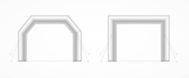Gerçekçi Detaylı 3d Beyaz Meydan Şişirilebilir Archway Set. Vektör