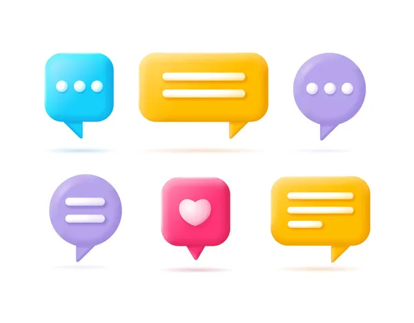 3d Verschillende Speech Bubble Set Cartoon Style. Vector — Stockvector