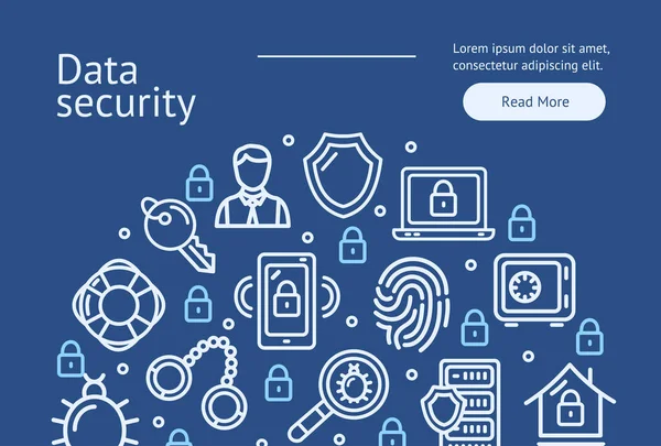 Data Security Concept Ad Flyer Banner Affischkort. Vektor — Stock vektor