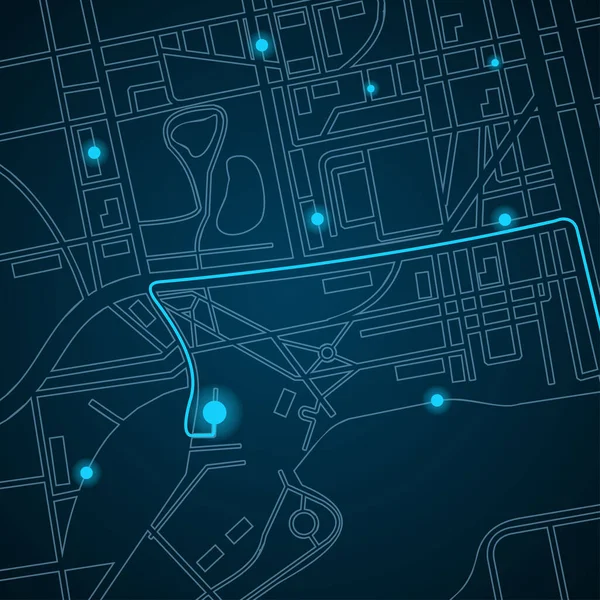 Stadtplan mit Straßen und Standort-Navigationsschnittstelle. Vektor — Stockvektor