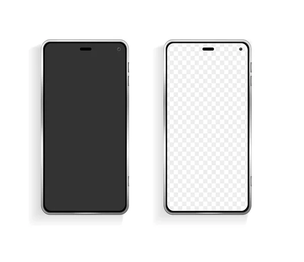Realistico dettagliato 3d Smartphone diverso vuoto modello Mockup Set. Vettore — Vettoriale Stock