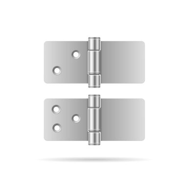 Gerçekçi Detaylı 3d Farklı Metalik Kapı Menteşesi. Vektör