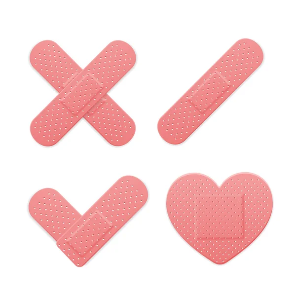 Realista Detallado 3d Diferentes Pink Aid Band yeso conjunto de parches médicos. Vector — Vector de stock