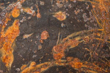 Paslı metal, eski grunge yüzeyleri için pas damarlı demir deseni dökmüş..