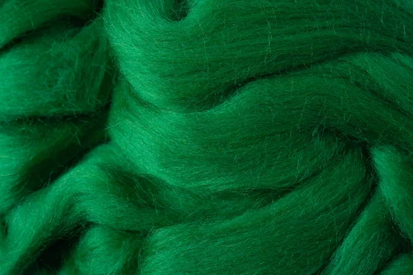 Gyapjú Textúra Közelkép Részletes Textúra Természetes Zöld Gyapjúval — Stock Fotó