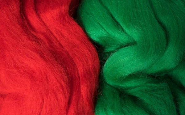 Lana Nueva Brillantemente Teñida Dos Colores Rojo Verde Lana Para —  Fotos de Stock
