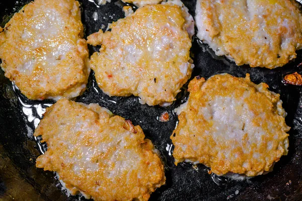 Tortitas Patata Una Sartén Durante Cocción — Foto de Stock
