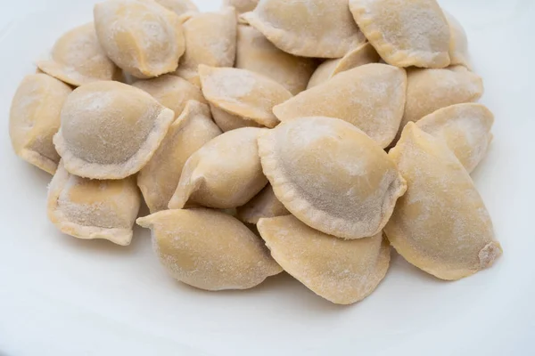 Dumplings Congelados Crudos Como Fondo Vista Superior Cocina Casera —  Fotos de Stock