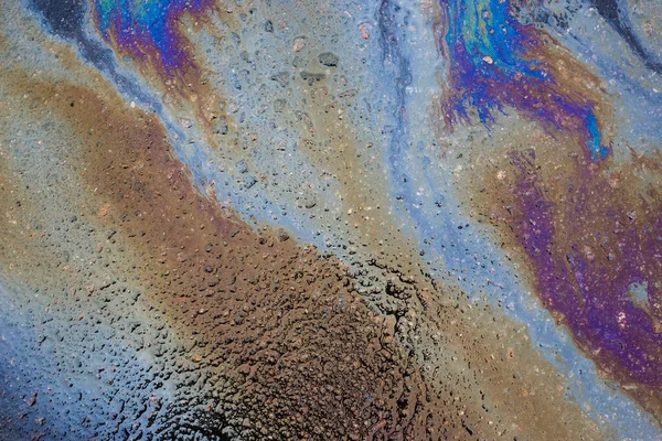Красивое Абстрактное Пятно Моторного Масла Газа Бензина Пролитое Асфальт Мраморный — стоковое фото