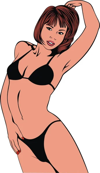 Chica de bikini — Vector de stock