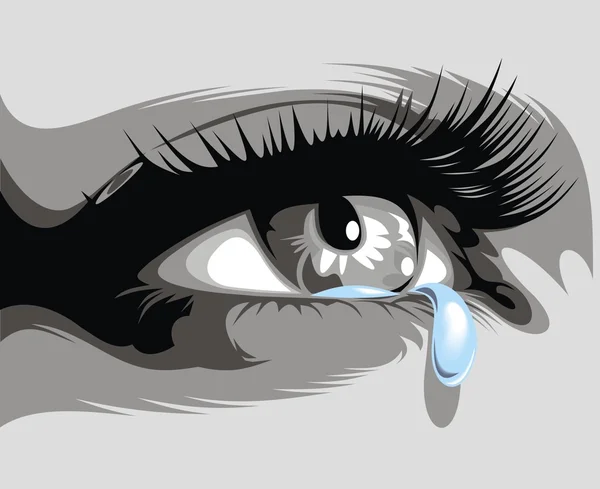 Illustrated eye with a tear — Stock Vector