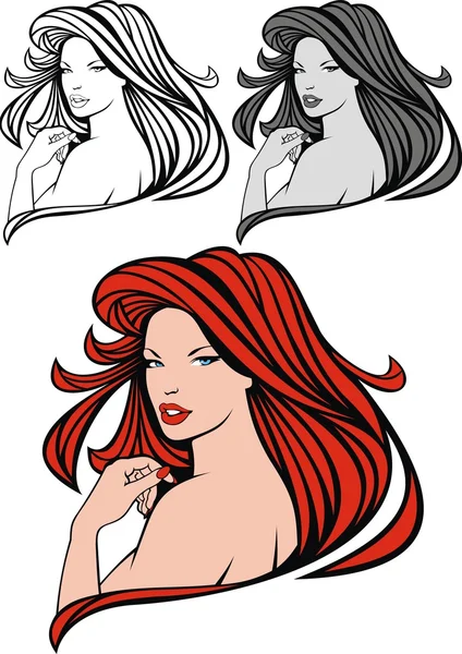 Bagus rambut merah gadis - Stok Vektor