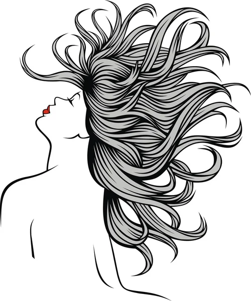 Girl with nice hairs from my fantasy — Stock Vector