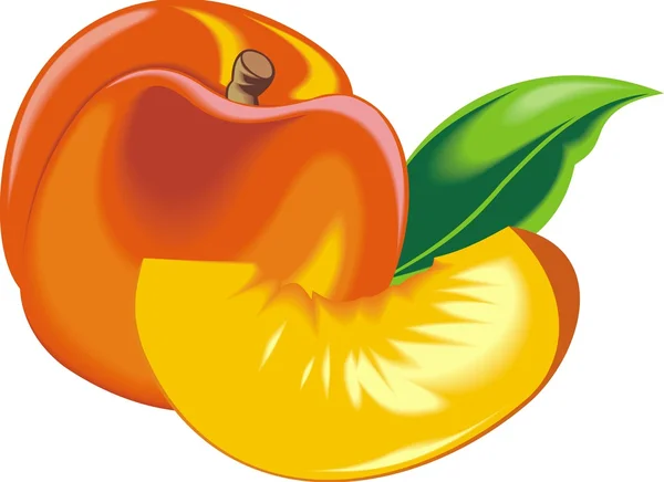 Naranja y melocotón fresco — Vector de stock