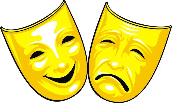 Masques dorés du théâtre — Image vectorielle