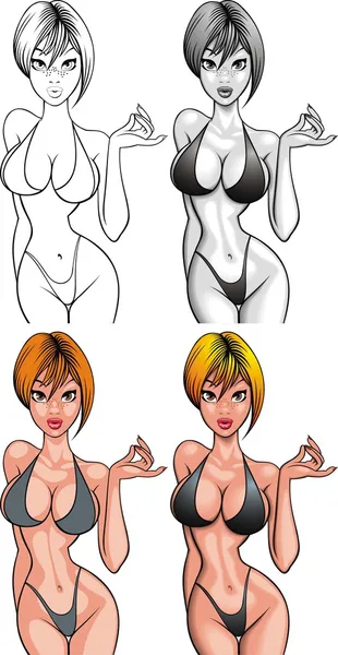 Bonita chica bikini (mujer ) — Vector de stock