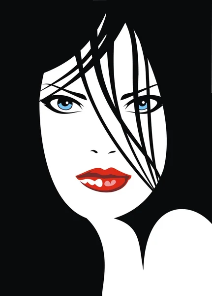 Easy face of girl with red lips — Stock Vector