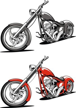 Beyaz arka plan üzerinde izole kırmızı motosiklet