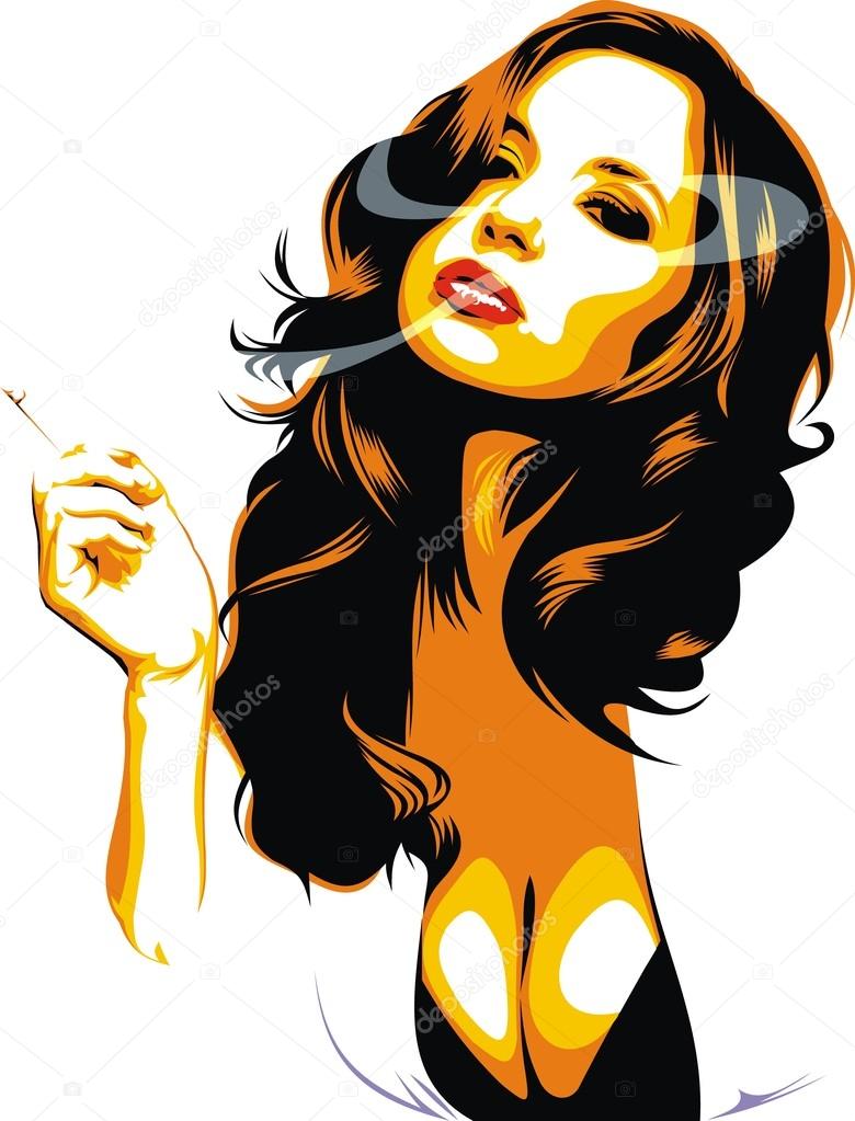 Download Nice girl face is smoking from my dream — Stock Vector © pepeemilio2 #24548047