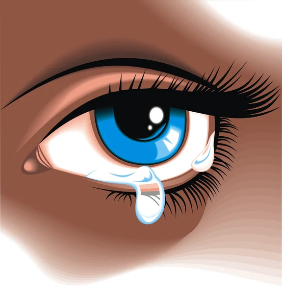 Blue eye cry — Stock Vector