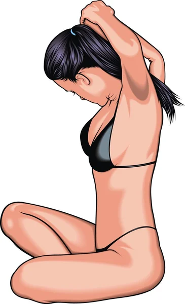 Sexy mujer adulta posando en el verano — Vector de stock