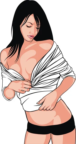 Sexy mujer adulta posando en el verano — Vector de stock