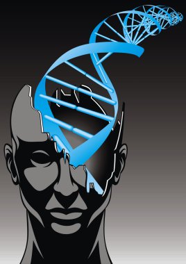 man and DNA spiral - future of biology technologies