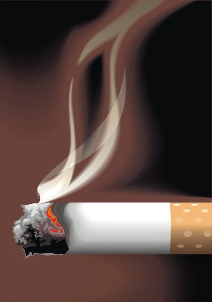 Detalhe de cigarete e fumaça - vetor — Vetor de Stock
