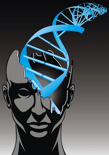 Mensch und DNA-Spirale - Zukunft biologischer Technologien — Stockvektor