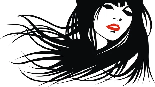 Cabeza de mujer y su cabello (vector estilista de pelo ) — Vector de stock