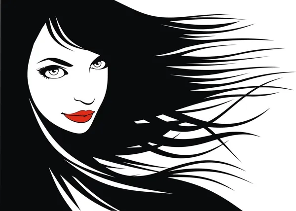 Cabeza de mujer y su cabello (vector estilista de pelo ) — Vector de stock