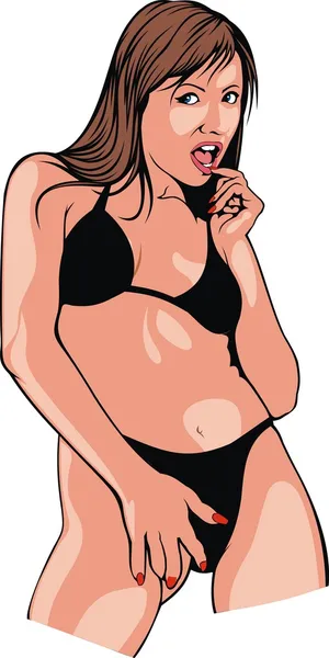 Chica caliente y sexy en el bikini — Vector de stock