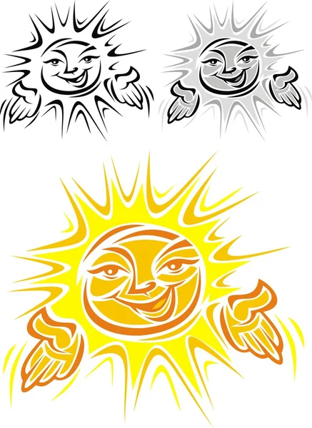 太陽の笑みを浮かべてシンボル — ストックベクタ