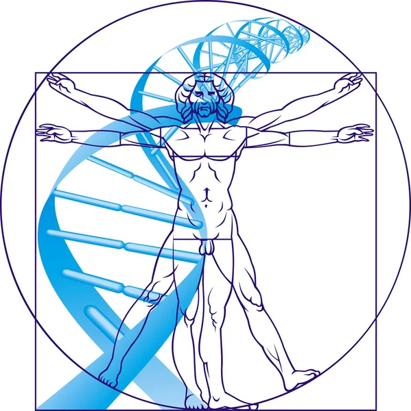 Leonardo da Vinci hombre y ADN — Vector de stock