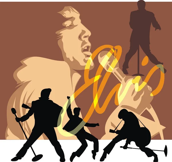 Rockstar illüstrasyon kahverengi elvis arka planda