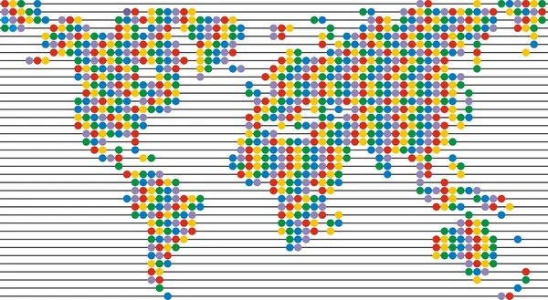 Mappa del mondo a punti di colore — Vettoriale Stock