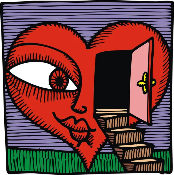 Kapı ve aşk — Stok Vektör