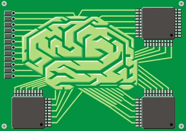 Cerveau comme carte mère — Image vectorielle