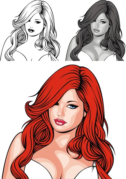 Bonita chica de pelo rojo — Archivo Imágenes Vectoriales