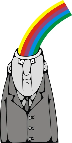 Homem com cérebro arco-íris — Vetor de Stock