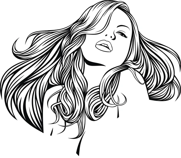 Mujer agradable con cabello hermoso — Vector de stock