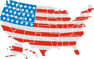 USA map and flag clipart