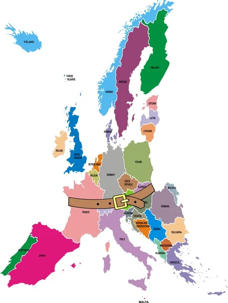 Europe mapa en crisis — Vector de stock