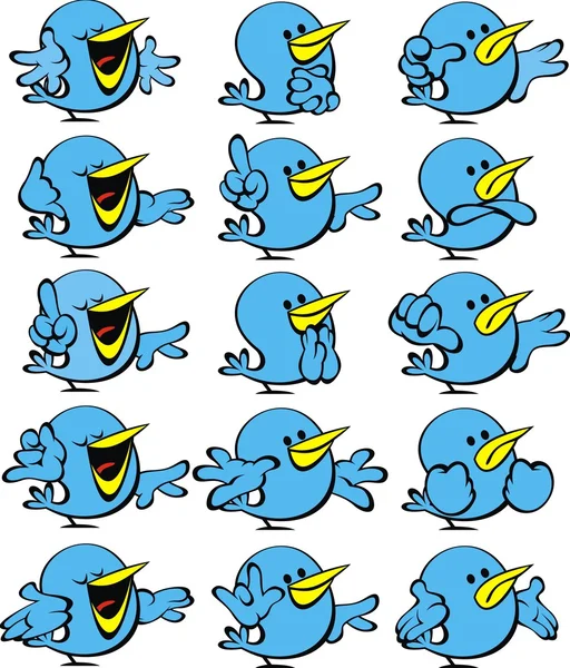 Kék madarak gyűjteménye — Stock Vector