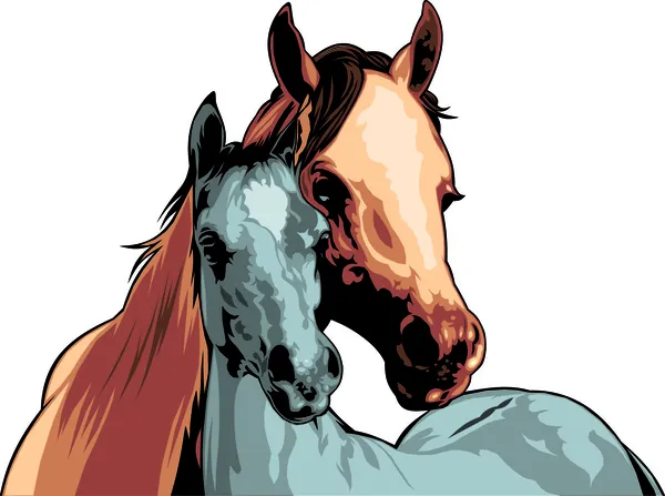 Dwa konie (głowice) — Wektor stockowy