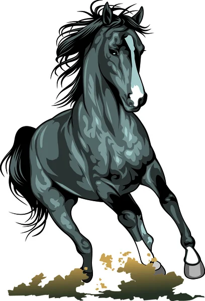 Cheval sauvage noir — Image vectorielle